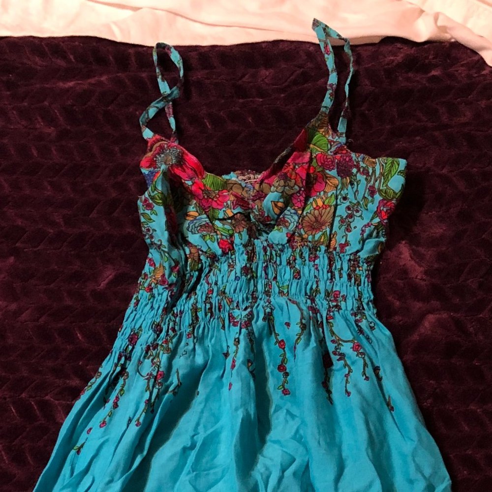 Gorgeous maxi dress, blue with beautiful floral